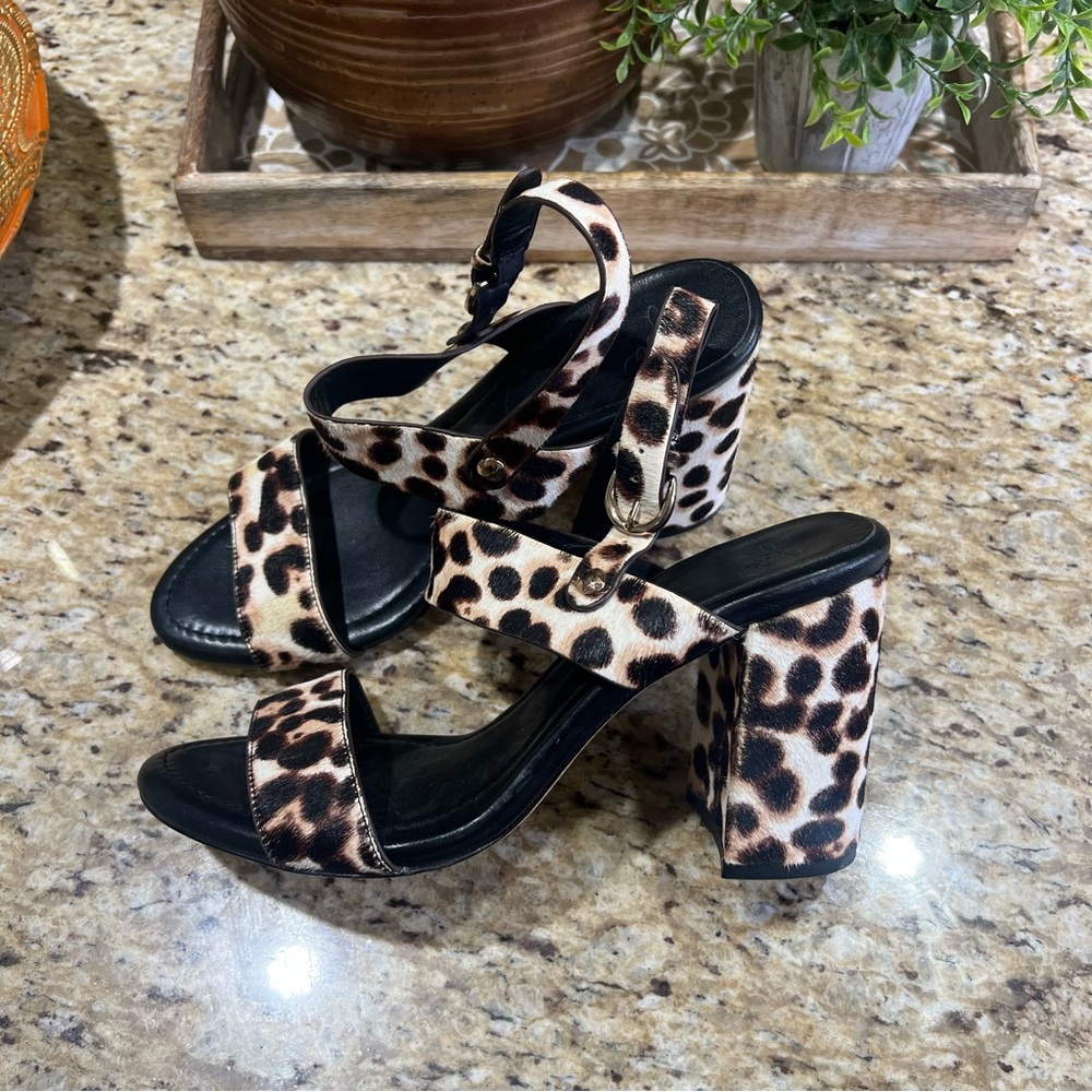 Joie Lakin Fur Slingback Block Heel Sandals In Snow Leopard 40